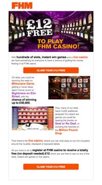 Solus email | FHM casino promotion