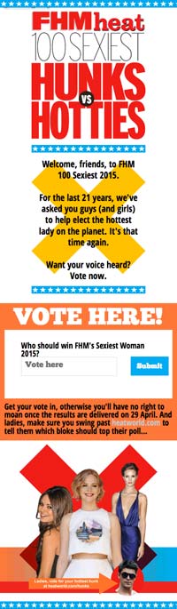 Hunks v Hotties voting site | FHM and Heat