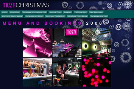 Christmas Menu website | Meza restaurant