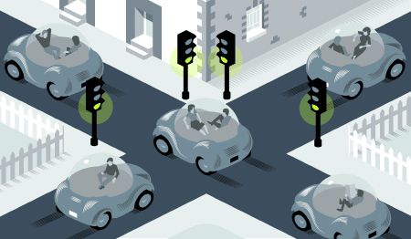 Self driving cars illustration